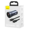 Baseus Golden Contactor Pro gyors autóstöltő USB Type C / USB 40 W Power Delivery 3.0 Quick Charge 4+ SCP FCP AFC + USB Type C - Lightning kábel szürke - 2. kép