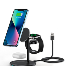 Choetech T585-F 3 az 1-ben mágneses vezeték nélküli töltőállomás iPhone 12/13/14 sorozathoz, AirPods Pro-hoz és iWatch töltő fekete