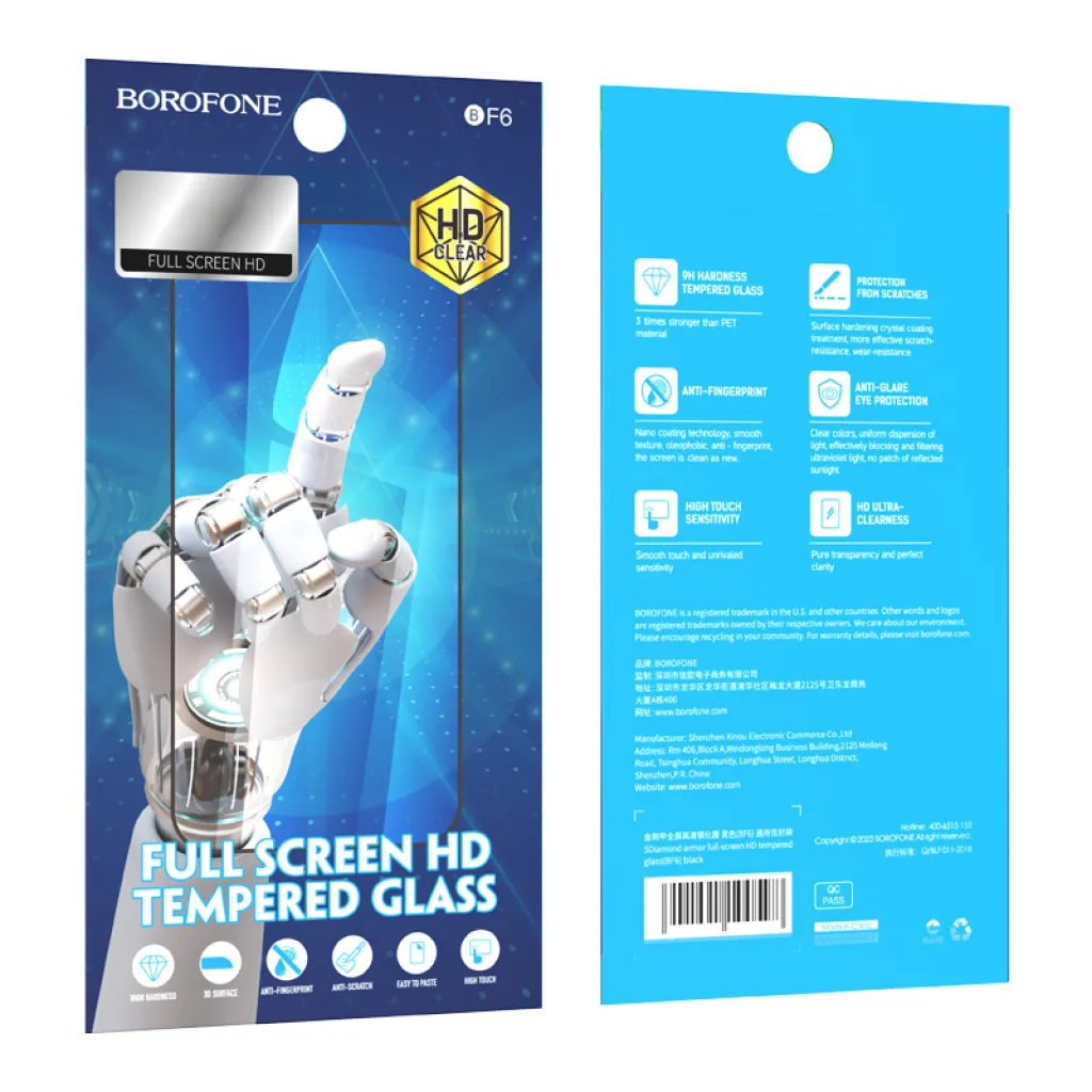 Borofone Edzett üveg BF6 Diamond Armor Teljes kijelzős HD az iPhone 15 Plus - 10 darab, üvegfólia - 9