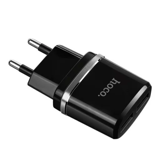 HOCO hálózati töltő adapter 2xUSB 2.4A fekete