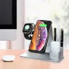 SMD N36 vezeték nélküli töltő, apple watch, airpods töltőállomás ezüst színben - 2. kép