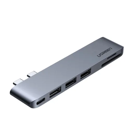 Ugreen multifunkcionális HUB 2x USB Type C to 3x USB 3.0 / TF / SD / USB Type C for MacBook Pro / Air szürke (CM251 60560)