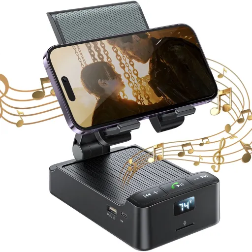 Joyroom JR-MH01 vezeték nélküli hangszóró telefon vagy tablet tartóval - fekete