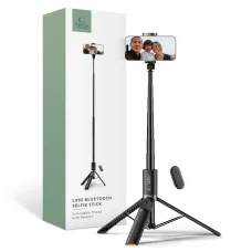 Tech-Protect L08S Bluetooth selfie bot távirányítóval, tripod 141cm-ig - fekete