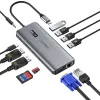 Choetech multifunkcionális HUB kijelzővel 12in1 USB-C to USB-C / USB-A / HDMI / VGA / AUX / SD / TF szürke (HUB-M26) - 0. kép