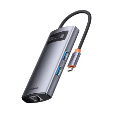 Baseus Metal Gleam Series HUB 4 az 1-ben USB Type C - 3 x USB 3.2 Gen. 1 / RJ45 (WKWG070113)