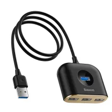 Baseus Square round 4 az 1-ben USB HUB Adapter (USB3.0 TO USB3.0  1 + USB2.0  3) 1m Fekete (CAHUB-AY01)