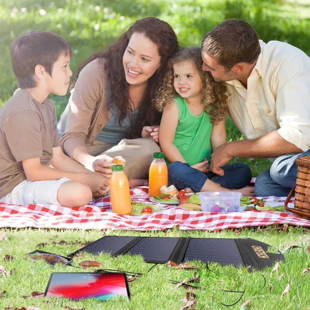 Choetech SC001 napelemes összecsukható töltő 19W 2x USB-A - fekete - 12