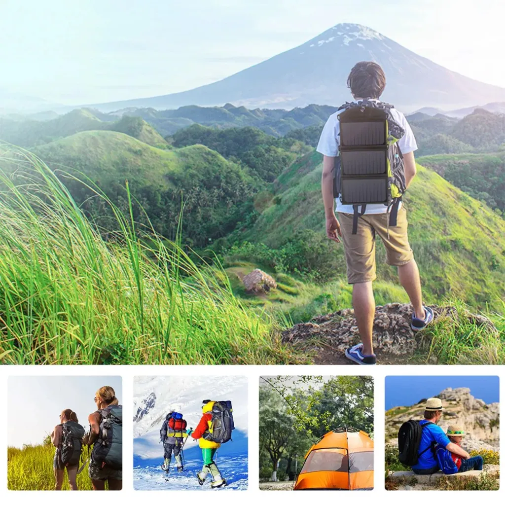 Choetech SC001 napelemes összecsukható töltő 19W 2x USB-A - fekete - 14