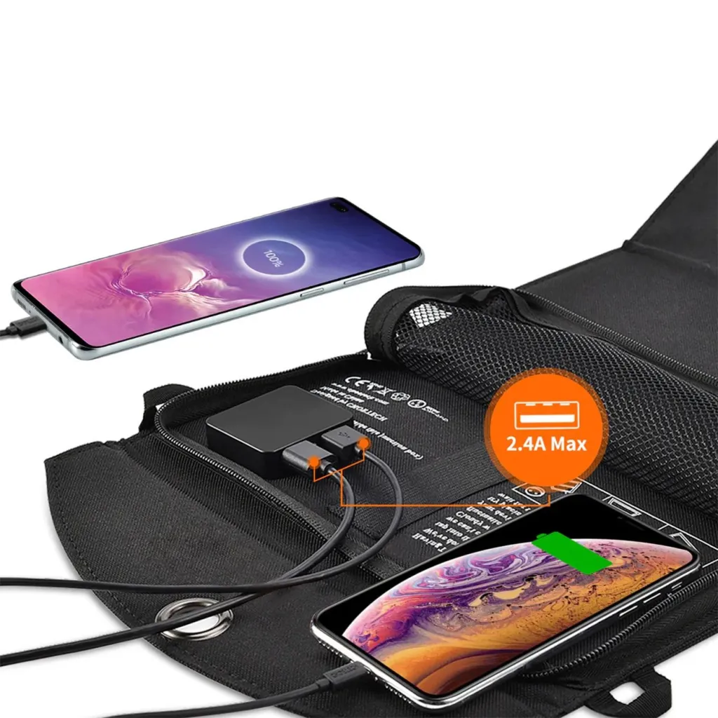 Choetech SC001 napelemes összecsukható töltő 19W 2x USB-A - fekete - 10