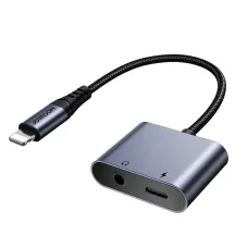 Joyroom SY-L01 Lightning - Lightning / 3.5 mm mini jack DAC adapter 2in1 - fekete