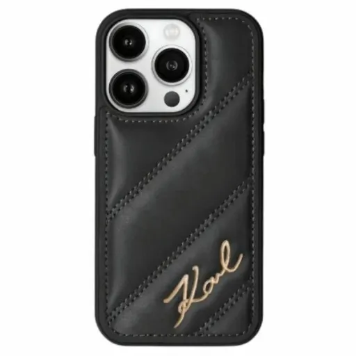 Karl Lagerfeld Diagonal Quilted Script tok iPhone 14 Pro Max-hoz - fekete