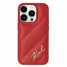 Karl Lagerfeld Diagonal Quilted Script tok iPhone 15 Pro - piros