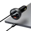 Baseus Digitális Kijelzős Gyors Autós Töltő USB-A / USB-C PD3.1 140W fekete + USB-C kábel Baseus Superior Series 5A 240W 1m fekete - 2. kép