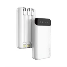 Dudao nagykapacitású powerbank 20000mAh 3 beépített kábellel USB Type C + micro USB + Lightning fehér (Dudao K6Pro +)