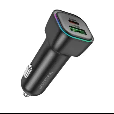 Borofone autós töltő BZ28A Trophie - USB + Type C - QC 3.0 PD 30W 3A fekete