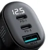 Joyroom JR-CCD04 30W 2x USB-C USB-A autós töltő kijelzővel - fekete - 1. kép