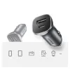 Ugreen autós töltő USB Type C / USB 24W Power Delivery Quick Charge szürke (30780) - 4. kép