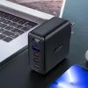 Acefast gyorstöltő GaN 3xUSB-C/1xUSB-A 100W fekete + szögletes USB-C - USB-C 100W 2m fekete - 1. kép