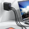 Acefast gyorstöltő GaN 3xUSB-C/1xUSB-A 100W fekete + szögletes USB-C - USB-C 100W 2m fekete - 2. kép