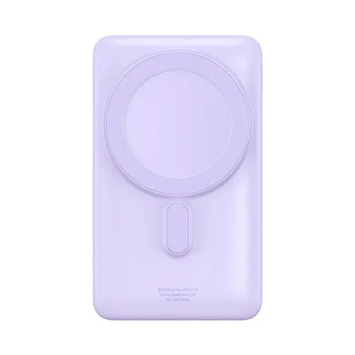 Baseus Magnetic Bracket Vezeték Nélküli Gyors Töltésű Powerbank 10000mAh 20W Lila (Xiaobai sorozatú gyors töltő Kábellel USB-C - USB-C, 60W (20V/3A), 50cm Fehér)