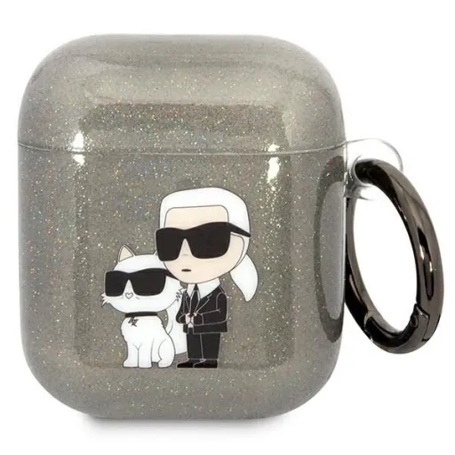 Karl Lagerfeld KLA2HNKCTGK Airpods 1/2 fekete/fekete Gliter Karl&Choupette tok