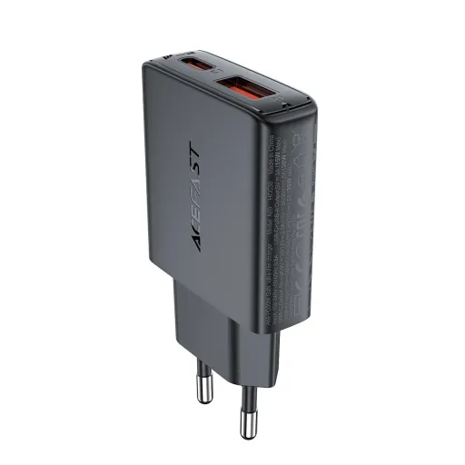 Acefast A69 PD 30W GaN USB-A USB-C fali töltő - fekete