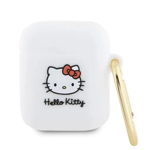 Hello Kitty Szilikon 3D Cica Fej tok AirPods 1/2 - fehér