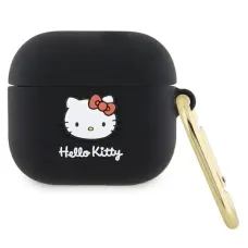 Hello Kitty Szilikon 3D Macska Fej tok AirPods 3 - fekete