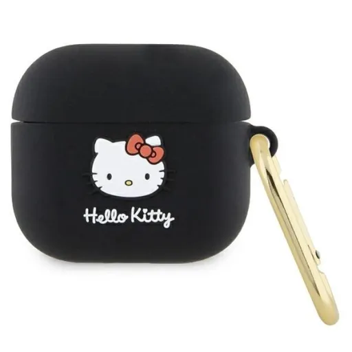 Hello Kitty Szilikon 3D Macska Fej tok AirPods 3 - fekete