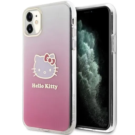 Hello Kitty IML Gradient Elektrop Kitty Fejes tok iPhone 11 Rózsaszín