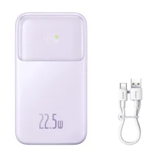 Baseus Comet Series powerbank kijelzővel 10000mAh 22.5W - lila + USB-A / USB-C kábel