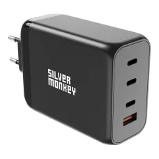 Silver Monkey SMA153 200W GaN töltő 3xUSB-C PD USB-A QC 3.0 - fekete