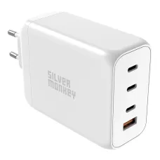 Silver Monkey SMA154 200W GaN töltő 3xUSB-C PD USB-A QC 3.0 - fehér