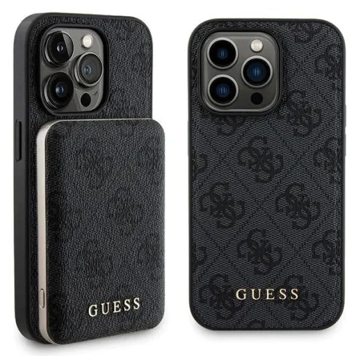 Guess 4G Fém Logo Tok szett iPhone 13 Pro - 5000mAh MagSafe power bank - fekete