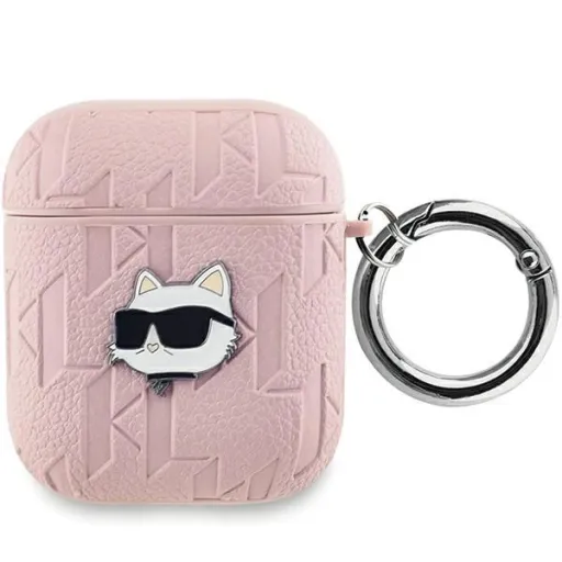 Karl Lagerfeld Monogram Choupette Head tok AirPods 1 / 2 - rózsaszín