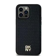 Original Case DKNY hardcase bőr mintás fém logóval MagSafe DKHMS24MPSHRPSK Samsung Galaxy S24 Plus tok fekete