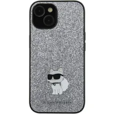 Original Pouch KARL LAGERFELD hardcase Fixed Glitter Choupette Logo Metal Pin KLHCSA35GCNPSG for Samsung Galaxy A35 ezüst tok