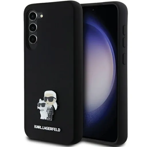 Eredeti KARL LAGERFELD szilikon tok Karl&Choupette Metal Pin KLHCS24MSMHKCNPK Samsung Galaxy S24 Plus fekete