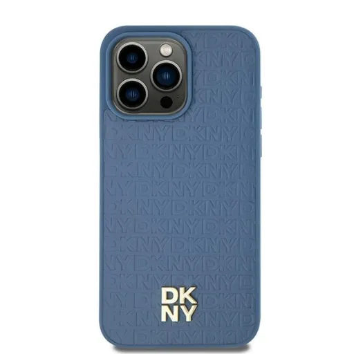 Eredeti DKNY kemény tok bőr mintás fém logóval MagSafe DKHMP15SPSHRPSB iPhone 15 kék tok Eredeti DKNY kemény tok bőr mintás fém logóval MagSafe DKHMP15SPSHRPSB iPhone 15 kék tok