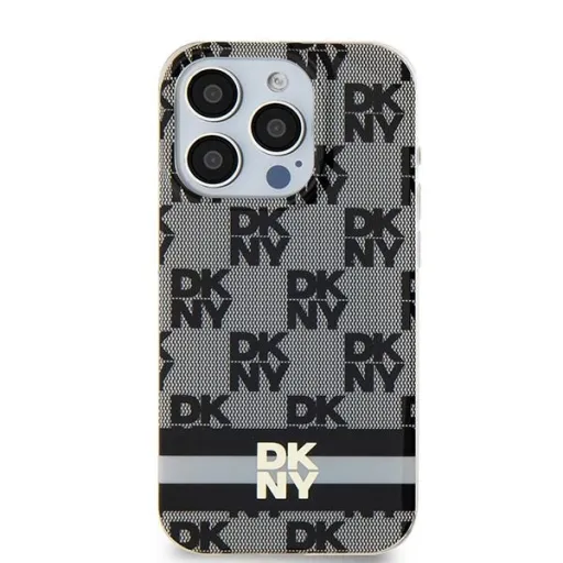 Original Case DKNY kemény tok IML Kockás Mono Minta & Nyomtatott Csíkok MagSafe DKHMP15SHCPTSK iPhone 15 fekete tok