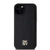 Eredeti DKNY keménytok bőr mintás fém logó MagSafe DKHMP15SPSHRPSK iPhone 15 fekete tok - 1. kép