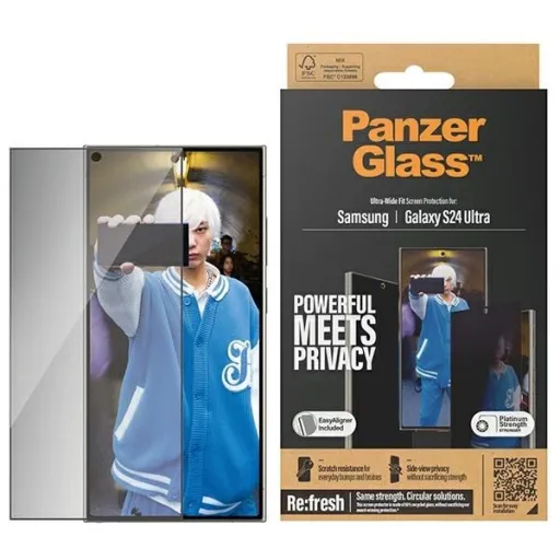 PanzerGlass Ultra-Wide Fit Privacy edzett üveg pozicionálóval Samsung Galaxy S24 Ultra-hoz üvegfólia