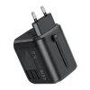 Choetech PD5008 utazó töltő, 3xUSB-A, 2xUSB-C, GaN, 35W, US/EU/UK/AU (fekete) - 0. kép