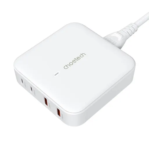 Asztali töltő Choetech PD8008, 2x USB-C, 2x USB-A, GaN, 100W (fehér)