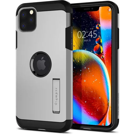 iPhone 11 Pro Max tok kihajtható támasszal Satin Silver Spigen Tough Armor iPhone 11 Pro Max tok kihajtható támasszal Satin Silver Spigen Tough Armor