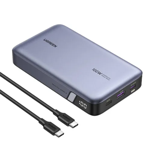 Powerbank 20000mAh Ugreen PB720, USB + 2x USB-C, 100W PD (szürke)