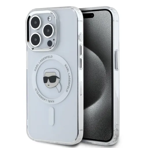 Karl Lagerfeld IML Karl Head Metal Frame MagSafe tok iPhone 15 Pro átlátszó