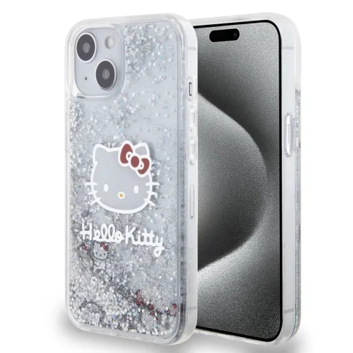 Hello Kitty Liquid Glitter Elektroplattált Fej Logo Tok iPhone 12/12 Pro Átlátszó