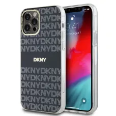 DKNY PC/TPU Ismétlődő Minta Tonális Csíkos Magsafe tok iPhone 12/12 Pro Fekete tok